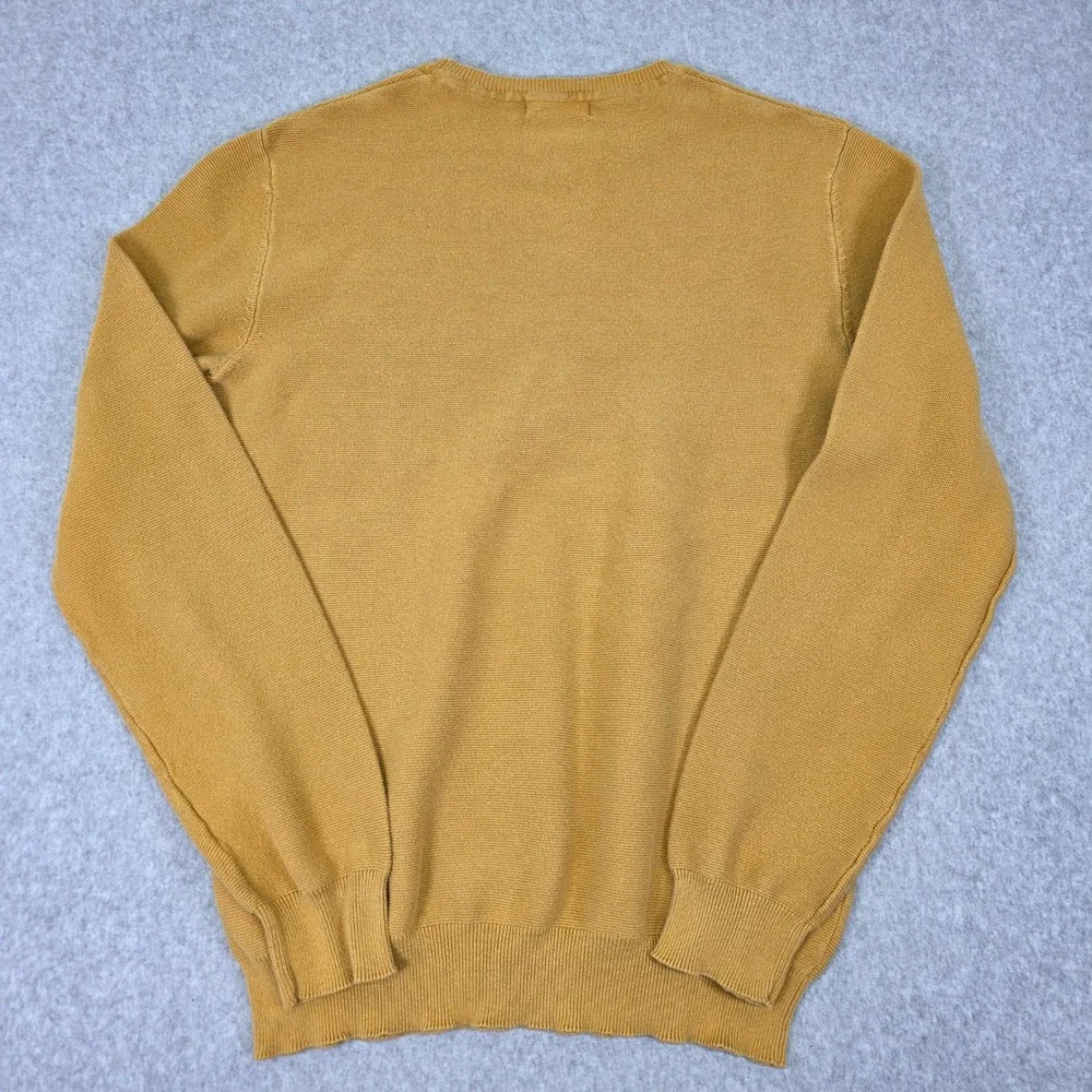 Castro Men's Size M 100% Cotton Textured Knit Crewneck Sweater Mustard Yellow
